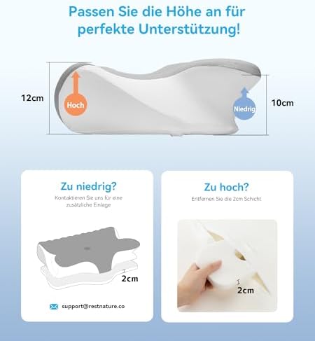 Orthopädisches Memory Foam Kissen von – Ergonomisches, höhenverstellbares Nackenkissen für optimalen Schlafkomfort für
