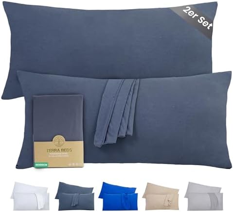 Kissenbezug 40 x 80 (2er Set) - Atmungsaktive 100% Baumwolle - Weich, Reißverschluss, für gemütliche Nächte