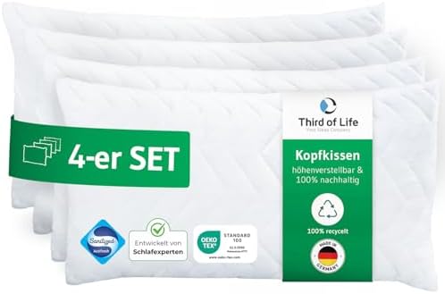 VERDA Kopfkissen 40x80 - Ergonomisch & Höhenverstellbar für Schlafkomfort, 100% nachhaltig, Ideal für Allergiker