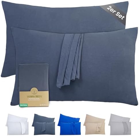 Kissenbezug 40 x 80 (2er Set) - Atmungsaktive 100% Baumwolle - Weich, Reißverschluss, für gemütliche Nächte