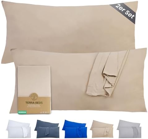 Kissenbezug 40 x 80 (2er Set) - Atmungsaktive 100% Baumwolle - Weich, Reißverschluss, für gemütliche Nächte