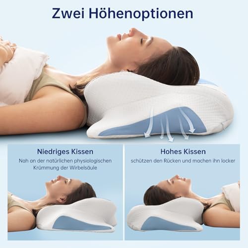 Orthopädisches Nackenkissen von – Memory Foam Kopfkissen für besten Schlafkomfort bei Nacken- und Schulterschmerzen für