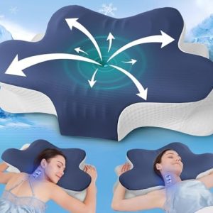 Orthopädisches Kopfkissen von - Ergonomisches Memory Foam Nackenstützkissen für Nackenschmerzen, verstellbar & kühlend,