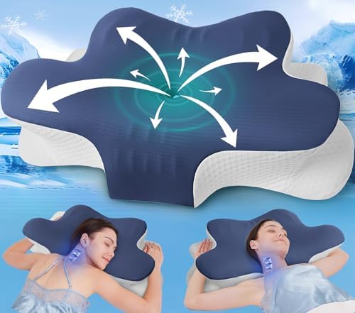 Orthopädisches Kopfkissen von - Ergonomisches Memory Foam Nackenstützkissen für Nackenschmerzen, verstellbar & kühlend,
