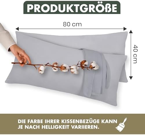 Kissenbezug 40 x 80 (2er Set) - Atmungsaktive 100% Baumwolle - Weich, Reißverschluss, für gemütliche Nächte