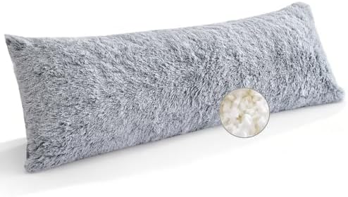 Sanfte Schlafwelt Memory Foam Seitenschläferkissen – 2,65KG Plüsch Ganzkörperkissen für Schwangerschaft, Grau, 136x51 cm