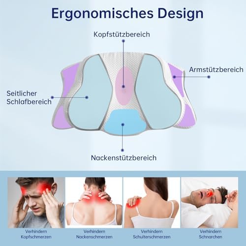 Orthopädisches Nackenkissen von – Memory Foam Kopfkissen für besten Schlafkomfort bei Nacken- und Schulterschmerzen für