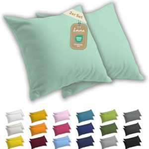 Lavea® Kopfkissenbezüge 80x80 cm Eukalyptus - 100% Baumwolle, OekoTex, perfekt für erholsamen Schlaf