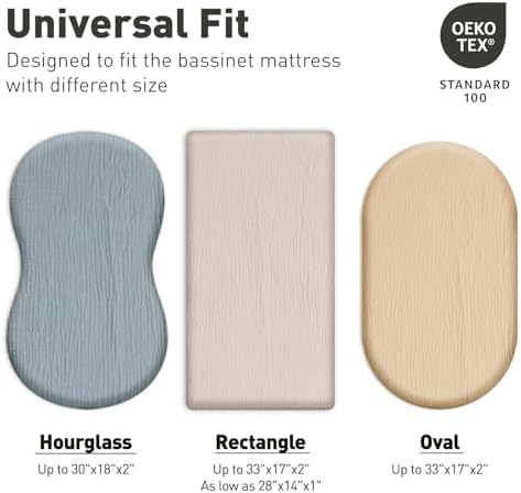 Musselin-Spannbettlaken für Kinderwagen 2er-Pack – Weich & Atmungsaktiv für Neugeborene, OEKO-TEX 100, 83 x 43 cm