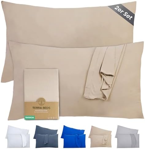 Kissenbezug 40 x 80 (2er Set) - Atmungsaktive 100% Baumwolle - Weich, Reißverschluss, für gemütliche Nächte