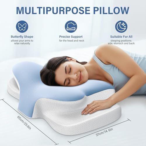 Nackenstützkissen von – Atmungsaktives Memory Foam Kissen für ergonomischen Schlaf in allen Positionen