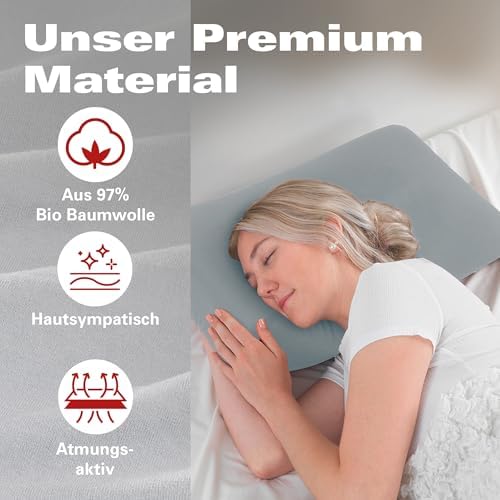 BaSaTex Bio Kissenbezüge 2er Pack für Nackenkissen | 97% GOTS-Baumwolle & Elasthan für hohen Komfort | Ideal für gesunde