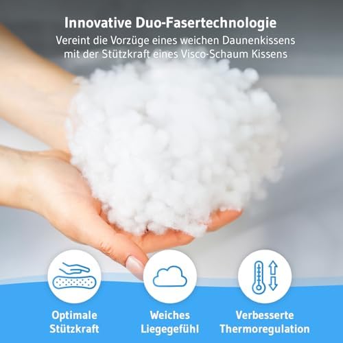 inSPIRO Kopfkissen 80x80 – Ergonomisches Premium Nackenstützkissen für alle Schlaftypen, OEKO-TEX®-zertifiziert, Made in