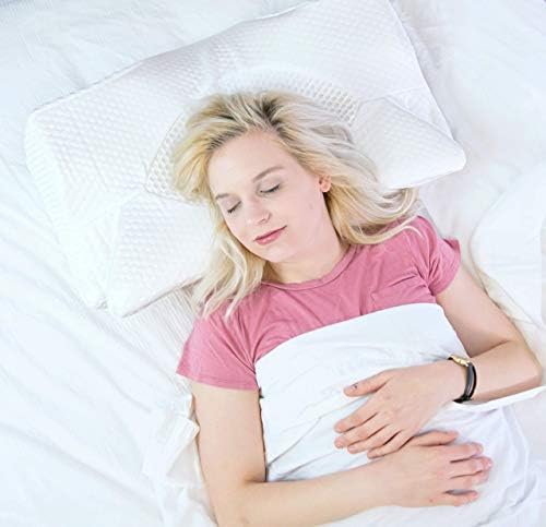 Elviros Orthopädisches Kopfkissen aus Memory Foam für Seitenschläfer – Ergonomisches Kissen gegen Nackenschmerzen, Blau,