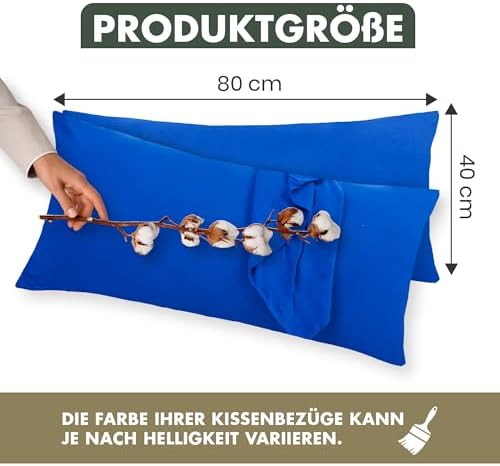 Kissenbezug 40 x 80 (2er Set) - Atmungsaktive 100% Baumwolle - Weich, Reißverschluss, für gemütliche Nächte