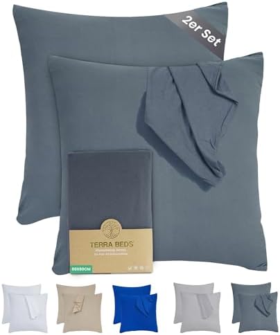 Kissenbezug 40 x 80 (2er Set) - Atmungsaktive 100% Baumwolle - Weich, Reißverschluss, für gemütliche Nächte