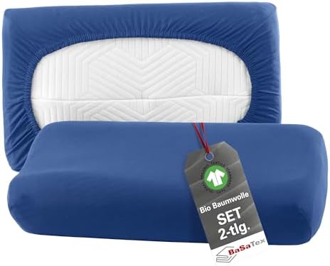 BaSaTex Bio Kissenbezüge 2er Pack für Nackenkissen | 97% GOTS-Baumwolle & Elasthan für hohen Komfort | Ideal für gesunde