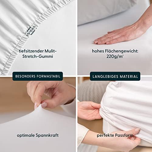 Premium Spannbettlaken 180-200 x 200 cm aus Jersey Baumwolle – ÖKO-TEX 100 zertifiziert für besten Schlafkomfort in Graf