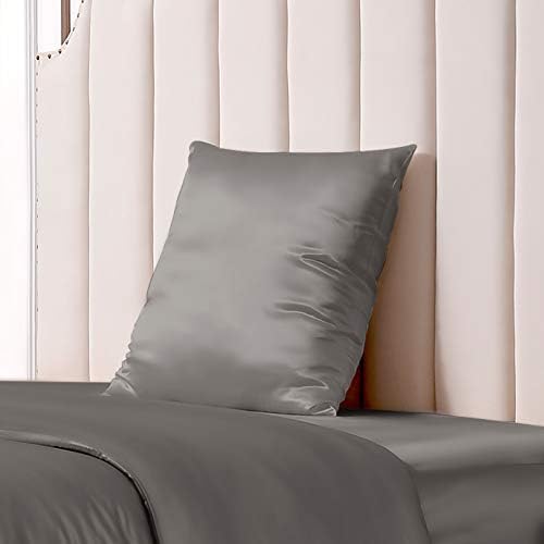THXSILK 25 Momme Seidenkissenbezug für Haar und Haut - Hypoallergen mit verstecktem Reißverschluss, 40x80cm Holzkohle