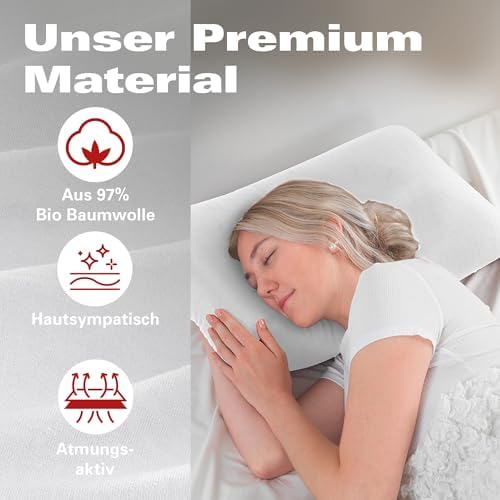 BaSaTex Bio Kissenbezüge 2er Pack für Nackenkissen | 97% GOTS-Baumwolle & Elasthan für hohen Komfort | Ideal für gesunde