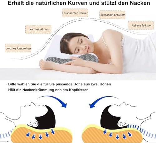 2025 Ergonomisches Hohe Dichte Memory Foam Kissen - Orthopädisches Kopfkissen für Nacken- und Schulterschmerzen mit abne