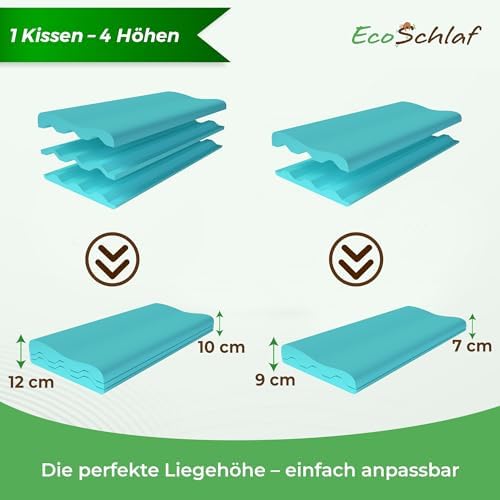 EcoSchlaf® Orthopädisches Premium Nackenstützkissen – Ergonomisch, Höhenverstellbar, Ideal für Seitenschläfer – Zertifiz