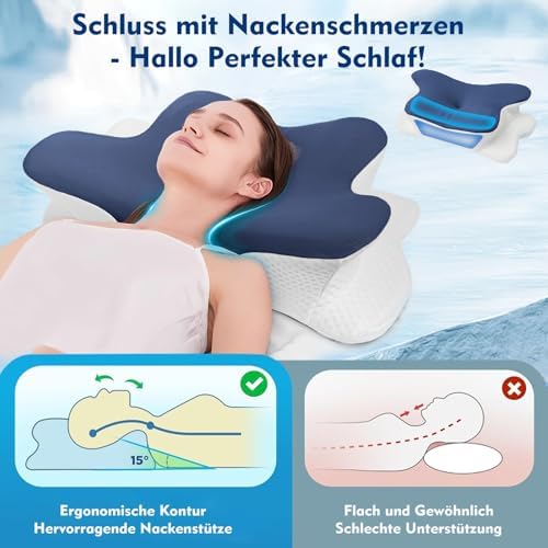 Orthopädisches Memory Foam Kopfkissen von – Ergonomisch & Höhenverstellbar für Seiten-, Rücken- & Bauchschläfer – Atmun