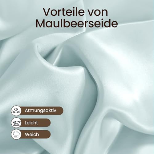 THXSILK 25 Momme Seidenkissenbezug für Haar und Haut - Hypoallergen mit verstecktem Reißverschluss, 40x80cm Holzkohle