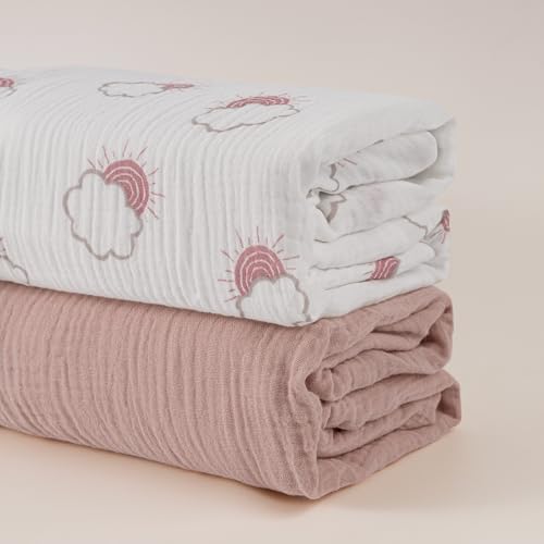 Musselin-Spannbettlaken für Kinderwagen 2er-Pack – Weich & Atmungsaktiv für Neugeborene, OEKO-TEX 100, 83 x 43 cm