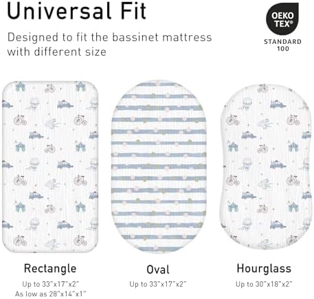 Musselin-Spannbettlaken für Kinderwagen 2er-Pack – Weich & Atmungsaktiv für Neugeborene, OEKO-TEX 100, 83 x 43 cm