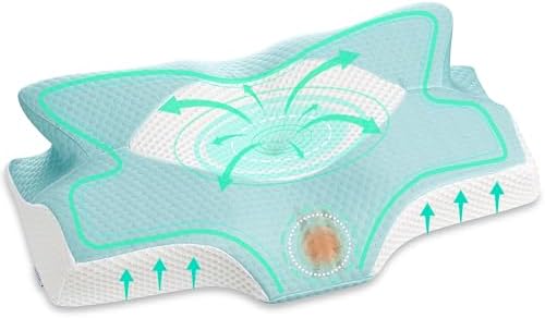 Elviros Orthopädisches Kopfkissen aus Memory Foam für Seitenschläfer – Ergonomisches Kissen gegen Nackenschmerzen, Blau,