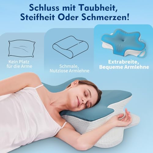 Orthopädisches Memory Foam Kopfkissen von – Ergonomisch & Höhenverstellbar für Seiten-, Rücken- & Bauchschläfer – Atmun