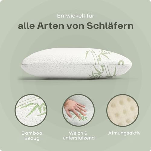 Sleeptime Orthopädisches Nackenstützkissen 70x40cm - Visko-Gelschaum & Bamboo-Bezug für erholsamen Schlaf