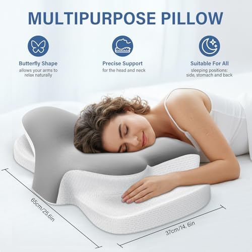 Nackenstützkissen von – Atmungsaktives Memory Foam Kissen für ergonomischen Schlaf in allen Positionen