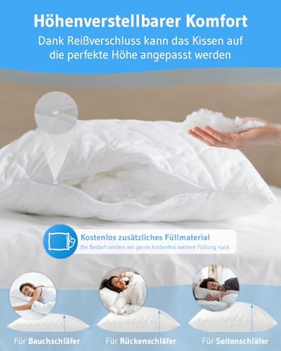 VERDA Kopfkissen 40x80 - Ergonomisch & Höhenverstellbar für Schlafkomfort, 100% nachhaltig, Ideal für Allergiker