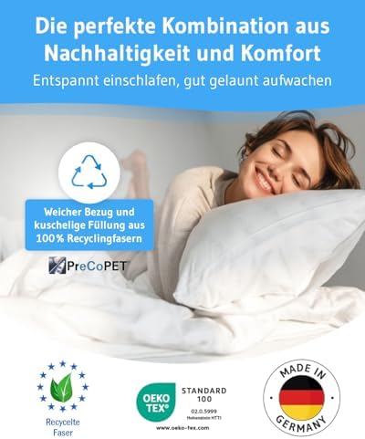 VERDA Kopfkissen 40x80 - Ergonomisch & Höhenverstellbar für Schlafkomfort, 100% nachhaltig, Ideal für Allergiker