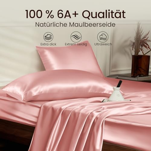 THXSILK 25 Momme Seidenkissenbezug für Haar und Haut - Hypoallergen mit verstecktem Reißverschluss, 40x80cm Holzkohle