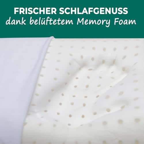 KNERST® Nackenkissen - Orthopädisches Memory Foam Kopfkissen für besten Komfort beim Schlafen - Ergonomisch, OEKO-TEX 40