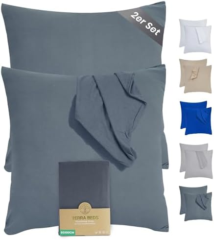Kissenbezug 40 x 80 (2er Set) - Atmungsaktive 100% Baumwolle - Weich, Reißverschluss, für gemütliche Nächte