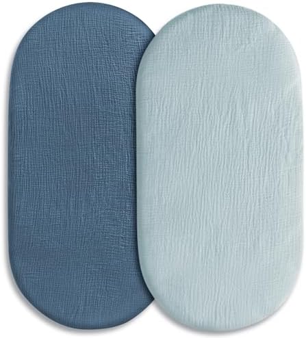 Musselin-Spannbettlaken für Kinderwagen 2er-Pack – Weich & Atmungsaktiv für Neugeborene, OEKO-TEX 100, 83 x 43 cm