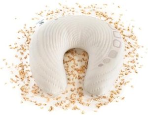 DINKELSPELZ Nackenkissen Reise – Bio Kopfkissen für Nackenschmerzen, abnehmbarer Bezug, ideal für Seitenschläfer, 35x33c