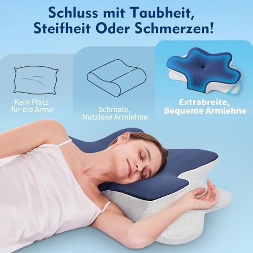 Orthopädisches Memory Foam Kopfkissen von – Ergonomisch & Höhenverstellbar für Seiten-, Rücken- & Bauchschläfer – Atmun