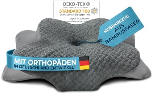 Glückstoff® Ergonomisches Kopfkissen aus Memory Foam - Komfort für Seitenschläfer bei Nackenschmerzen, OEKO-TEX zertifiz