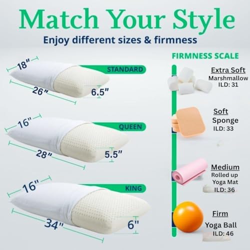 OrganicTextiles Naturlatex-Kissen King Size aus Bio-Baumwolle, weich & GOTS-zertifiziert, ideal für Nackenschmerzlinderu