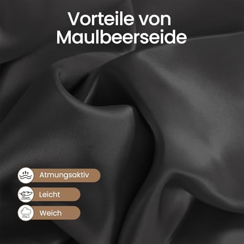 THXSILK 25 Momme Seidenkissenbezug für Haar und Haut - Hypoallergen mit verstecktem Reißverschluss, 40x80cm Holzkohle
