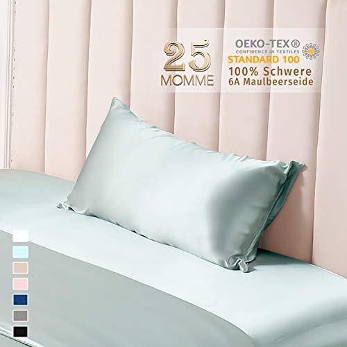 THXSILK 25 Momme Seidenkissenbezug für Haar und Haut - Hypoallergen mit verstecktem Reißverschluss, 40x80cm Holzkohle