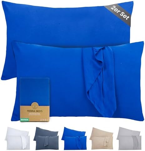 Kissenbezug 40 x 80 (2er Set) - Atmungsaktive 100% Baumwolle - Weich, Reißverschluss, für gemütliche Nächte