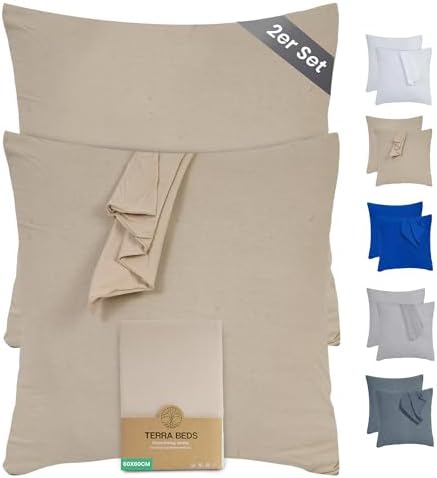 Kissenbezug 40 x 80 (2er Set) - Atmungsaktive 100% Baumwolle - Weich, Reißverschluss, für gemütliche Nächte