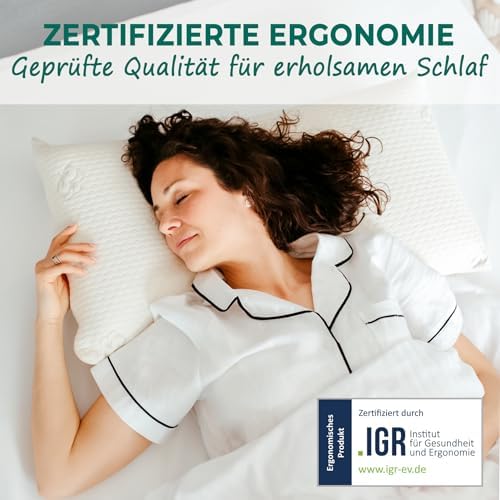 KNERST® Nackenkissen - Orthopädisches Memory Foam Kopfkissen für besten Komfort beim Schlafen - Ergonomisch, OEKO-TEX 40