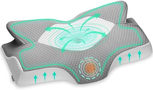 Elviros Orthopädisches Kopfkissen aus Memory Foam für Seitenschläfer – Ergonomisches Kissen gegen Nackenschmerzen, Blau,